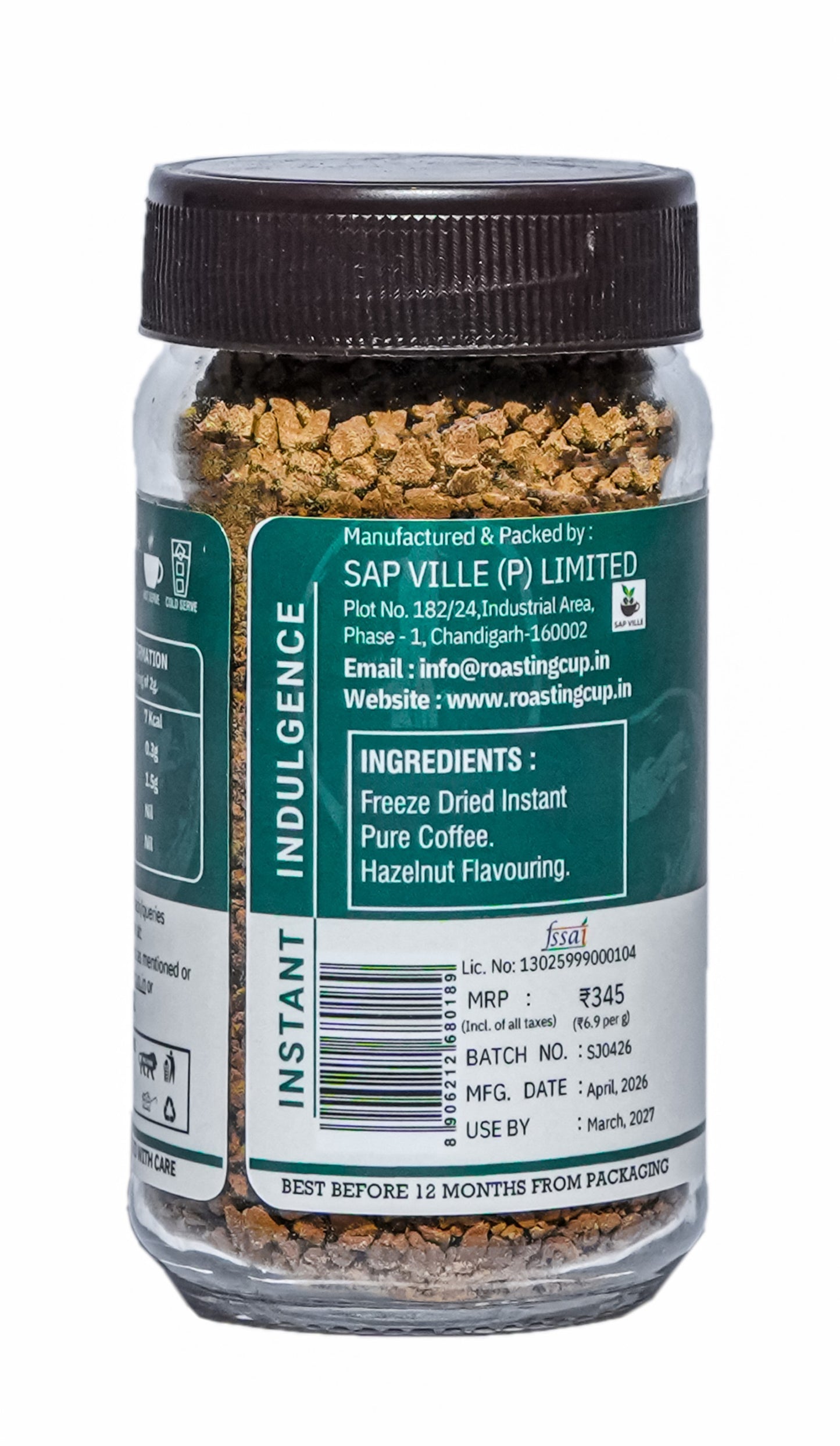 Hazelnut Instant Coffee 50g Jar